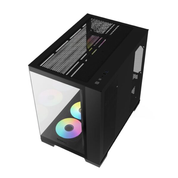 Raidmax I610 ATX | Micro-ATX | ITX ARGB Mid-Tower Dual Chamber Gaming Chassis - Black - Image 3